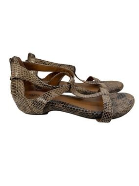 EuroSoft Sofft Python Print T Strap Sandals Back Zip Comfort Wedge Womens 9.5